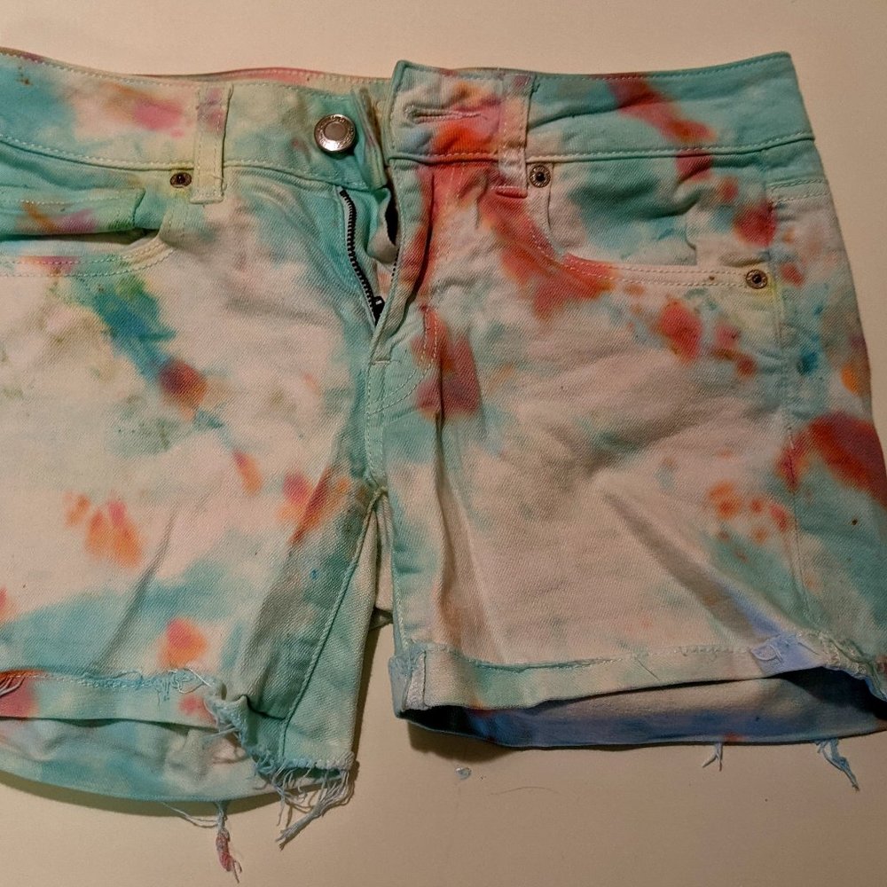 American Eagle Hand Tie-dyed Cut-off Shorts Size 2